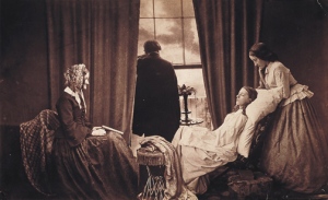 Henry Robinson, "She Never Told Her Love" (1857) and "Fading Away" (1858). Both photographs were staged death scenes.